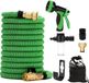 Tuyau d'arrosage flexible - Triple noyau - Fabriqué en latex avec raccords métalliques massifs - 9 modèles différents - Pomme d'arrosage - Extensible - Anti-pli - Système d'irrigation extensible - Pour le jardinage