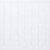IXTRIMA Lichtgordijn met 216 leds, 5 m, wit licht, witte kabel, IP65, verlengbaar, flitseffect, met draden in afwisselende lengtes (3 tot 12 cm) voor een dynamisch effect, kerstslinger, winkels