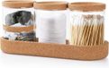 Merkloos / Sans marque Anhow Set van 4 wattenstaafjes dispenser met kurkdeksel voor badkamer, opbergdozen - transparant