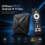 DrPhone GPU21 Android 14 TV Box – 2GB RAM 16GB – WiFi 6 – Bluetooth 5.4 – Voice Remote – Zwart