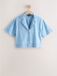 Next - Dames - Denim resortoverhemd met korte mouwen - Tall - Blauw