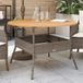 Maison Exclusive - Table de jardin avec plateau en bois, gris, diamètre 110 cm, hauteur 71 cm, en résine tressée