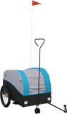 vidaXL Fietstrailer 45 kg ijzer zwart en blauw