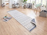 Northrugs Kuba Loper binnen & buiten blauw/crème 80x250 cm
