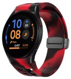 Wigento Samsung Galaxy Watch FE / 6 / 5 / 4 40mm: siliconen horlogeband met magnetische sluiting, vervanging, zwart / rood