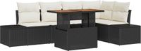 vidaXL Tuinbank Set 6-st Zwart Poly rattan
