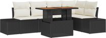 vidaXL Banc de jardin 6 pièces Poly rotin noir