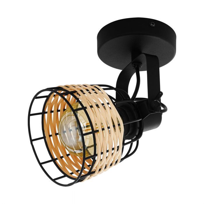 EGLO Anwick 1 - Spot - E27 - Zwart/Beige - Rotan