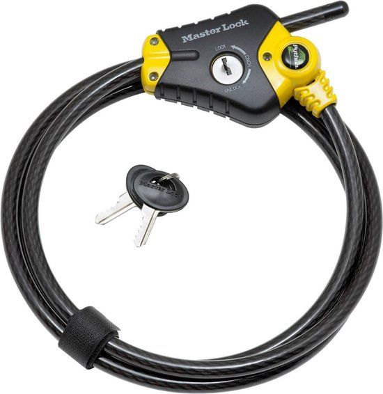 Masterlock Python Kabelslot - 4.5 m - Zwart/Geel