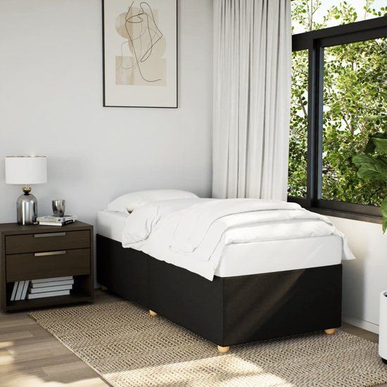 vidaXL Bedframe Zonder Matras Stof Zwart 90x200 cm