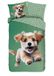 Good Morning dekbedovertrek hondje - 1 persoons 140x200/220 cm - Groen - 100% Katoen renforcé