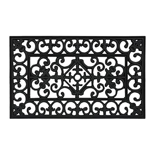 Relaxdays Voetmat rubber - 75x45 cm - weerbestendig - antislip - zwart