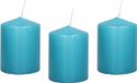 Trend Candles Cilinderkaars/stompkaars - 12x - turquoise - 6 x 8 cm - 29 branduren