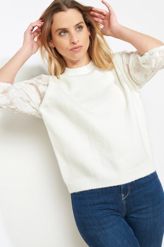 LolaLiza Trui N Sleeve 1f 04007166 Vanilla White Dames Maat - M
