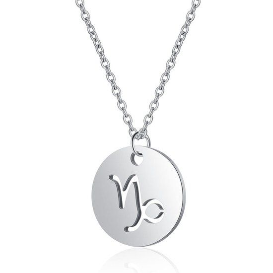 LGT JWLS Lookinggoodtoday Sterrenbeeld Steenbok Dames Ketting Zilverkleurig Ronde Hanger