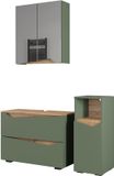 Vicco Meuble de salle de bain Marelle, Vert/Chêne artisanal, 3 pièces