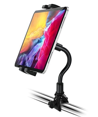 woleyi Spin Bike Tablet Houder, Zwanenhals Verstelbare Loopband Hometrainer Elliptische Tablet Mount voor iPad Pro 9.7 10.5 11, iPad Air Mini 5 4 3 2, iPhone 12 Pro Max en 4-11 inch Telefoons & Tabletten