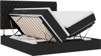 vidaXL lit de rangement LED avec matelas Noir 200 x 200 cm Tissu