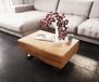 Acacia table basse New Live-Edge 80x60 cm naturel 2 tiroirs patin inoxydable brossé