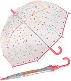 Esprit Stockregenschirm petit parapluie transparent pour enfants, avec un joli motif de cœurs colorés pour filles