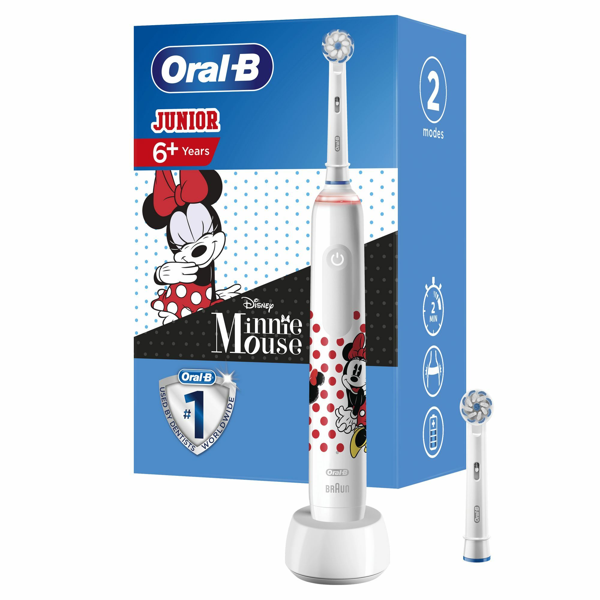Oral-B Junior Minnie Mouse Elektrische Tandenborstel - Zwart/Rood/Wit