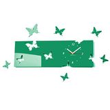 Grote FLEXISTYLE Grote moderne wandklok vlinder groen liggend formaat 20 x 60 cm, 3d DIY, woonkamer, slaapkamer, kinderkamer
