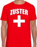 Bellatio Decorations Zuster met kruis verkleed t-shirt rood voor heren - Verpleegster carnaval / feest shirt kleding / kostuum XL