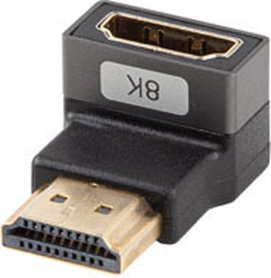 Lanberg HDMI(M)->HDMI(F) ADAPTER 8K HOEK NAAR BENEDEN ALUMINIUM ZILVER AD-HDMI-07