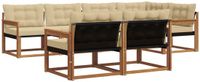 vidaXL Hoek loungeset 7-zits Acacia Hout Natuurlijk en Beige