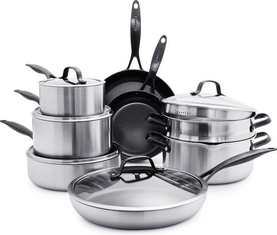 GreenPan Venice Pro Noir 13-delige Pannenset - Inductie - PFAS-vrij - Zilver