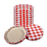 Oputec 10x twist-off draaideksel TO 82 (82 mm) – rood-wit geruit inmaakdeksel – reserve voor jampotten & weckpotten
