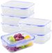 Boîtes de conservation sans marque en plastique avec couvercle - transparent - 6 pièces - 1100 ml
