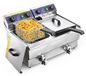 Friteuse électrique double professionnelle - 2 x 10 litres - 500 Watt - 110 Volt - Acier inoxydable