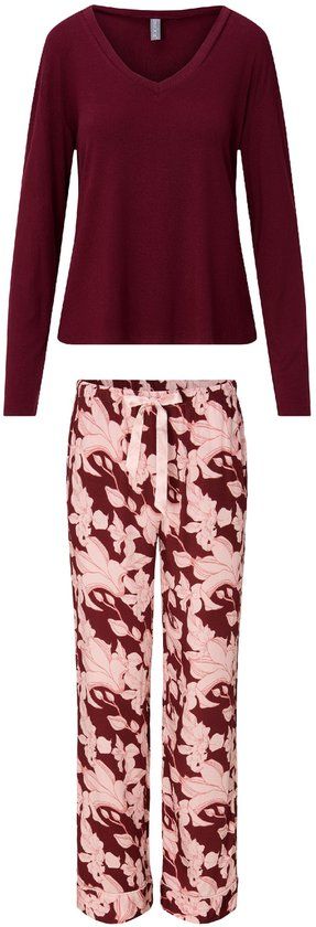 LingaDore Vrouwen Top & Lange Broek - Port/print - Gebloemd - Lange mouw - Maat M