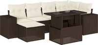 vidaXL 7-delige Loungeset met kussens poly rattan bruin