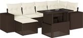vidaXL 7-delige Loungeset met kussens poly rattan bruin