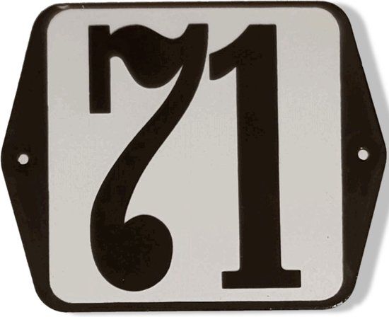 Huisnummer standaard nummer 71 - Hout - Wit - 75 cm - 1 jaar garantie