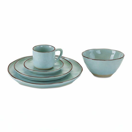 LOBERON Servies set van 30 Biarré turquoise