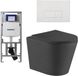 Geberit QeramiQ Dely Toiletset - 36.3x51.7cm - diepspoel - rimless - Geberit UP320 inbouwreservoir - met Burda frame - softclose toiletzitting - glans witte bedieningsplaat - rechtehoekige knoppen - mat zwart
