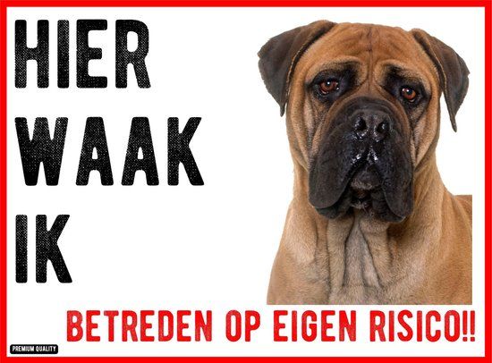em dbs Waakbord Boerboel Dibond 20x15 cm - Rood/Wit