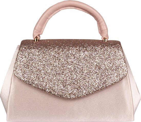 Bulaggi Thalia Partybag/Clutch voor Dames - Satijn-Glitter - Pastel Roze