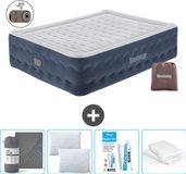 Bestway luchtbed - 2-Persoons - 152 x 203 x 51 cm - Blauw - Inclusief pomp - Hoeslaken - Kussen - Kussenbeschermer en Reparatieset