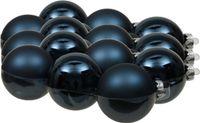 18x stuks kerstversiering kerstballen donkerblauw van glas - 8 cm - mat/glans - Kerstboomversiering