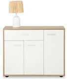 IDIMEX Sideboard ESTELLE met 3 deuren en 1 lade - Sonoma-eiken/wit