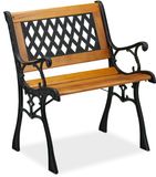 Merkloos Relaxdays Tuinstoel met armleuning - Hout & Gietijzer - 73x62x52.5 cm