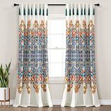 Lush Decor Boho medaillon raamgordijn paneel paar, 132 cm B x 213 cm L, turquoise & mandarijn
