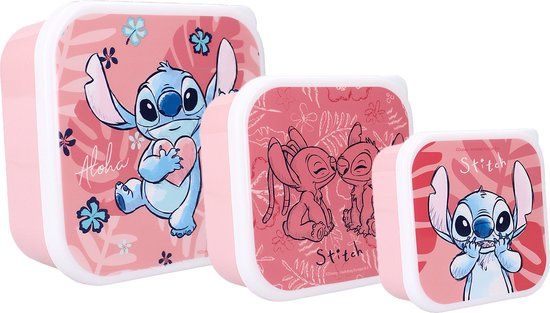 Vadobag Lilo & Stitch Snackbox en Fruitdoos Roze - 3in1