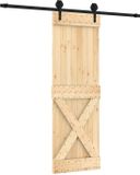 vidaXL Schuifdeur Naturel en Zwart 70 x 210 cm Massief Grenenhout