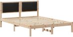 vidaXL Bedframe met hoofdeinde, zwart, 160 x 200 cm, massief grenenhout