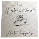 White Cotton Cards BD74 "To A Special Brother and Fiancée On Your Engagement" handgemaakte verlovingsring kaart